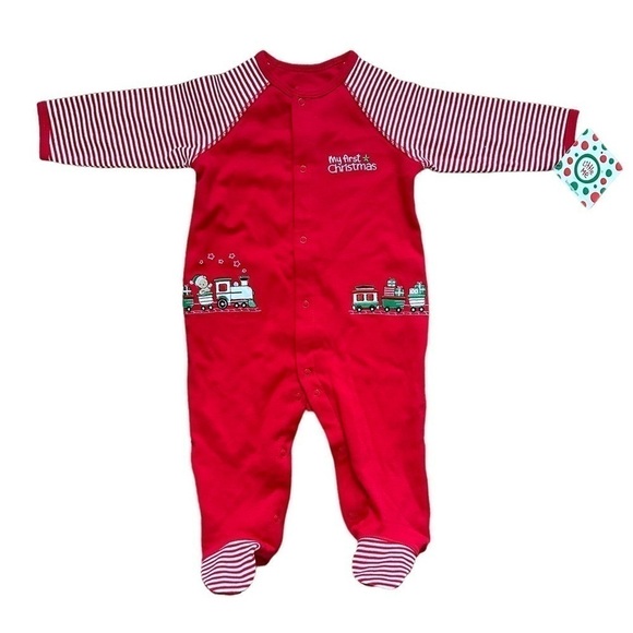 Little Me NEW My First Christmas Embroidered Onesie Size 6 Months - Picture 1 of 8